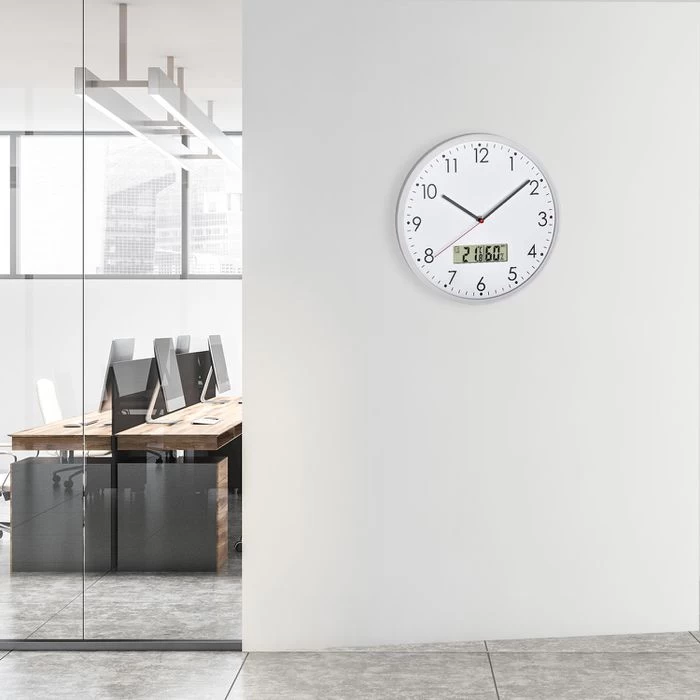 TFA Wanduhr 60.3048.02 Quarzuhr Digital, Ø 30 Cm, Lautlos, Thermo-Hygrometer, Weiß 2 TFA Wanduhr 60.3048.02 Quarzuhr Digital, Ø 30 Cm, Lautlos, Thermo-Hygrometer, Weiß – Bild 2