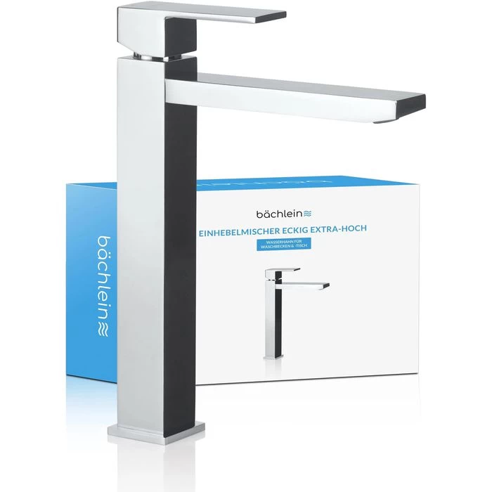 Bächlein Waschtischarmatur Kantig, Chrom, Hochdruck, Hoher Auslauf 1 Bächlein Waschtischarmatur Kantig, Chrom, Hochdruck, Hoher Auslauf