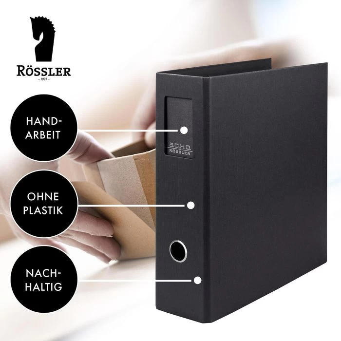 Rössler-Papier Ordner 1317452709 S.O.H.O., Karton, A4, 8,5cm, Schwarz, Mit Rückenschild 6 Rössler-Papier Ordner 1317452709 S.O.H.O., Karton, A4, 8,5cm, Schwarz, Mit Rückenschild – Bild 6