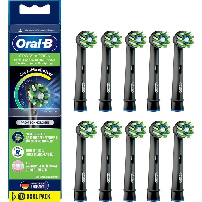 Oral B Oral-B Aufsteckbürsten CrossAction Black Edition, Borsten Mit CleanMaximiser, Schwarz, 10 Stück 1 Oral B Oral-B Aufsteckbürsten CrossAction Black Edition, Borsten Mit CleanMaximiser, Schwarz, 10 Stück