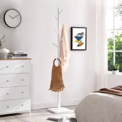 Vasagle Garderobenständer RCR010W02, Mit 8 Haken, Holz, Weiß -Produkte Für Zuhause 091edcc3a9044b0b437566237af62e4877726eb0 garderobenstaender vasagle rcr010w02