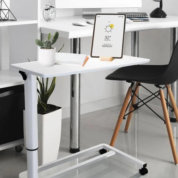 HJh-OFFICE Beistelltisch Stand II 830054, Weiß, Holz, 90 X 67-107 X 42cm, M. Rollen, Rechteckig 5 HJh-OFFICE Beistelltisch Stand II 830054, Weiß, Holz, 90 X 67-107 X 42cm, M. Rollen, Rechteckig – Bild 5