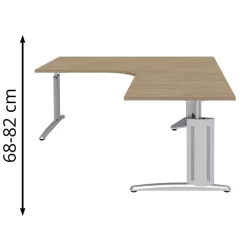 Röhr Schreibtisch Techno, Hickory, Höhenverstellbar, 180 X 68-82 X 180cm, L-Form