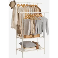 Songmics Garderobenständer RDR02WT, Bis 70 Kg, Mit 2 Kleiderstangen Und 2 Ablagen, Metall, Weiß -Produkte Für Zuhause 0f69fb2fd13ed880a926f4739326cc9199db9d2b garderobenstaender songmics rdr02wt bis 70 kg