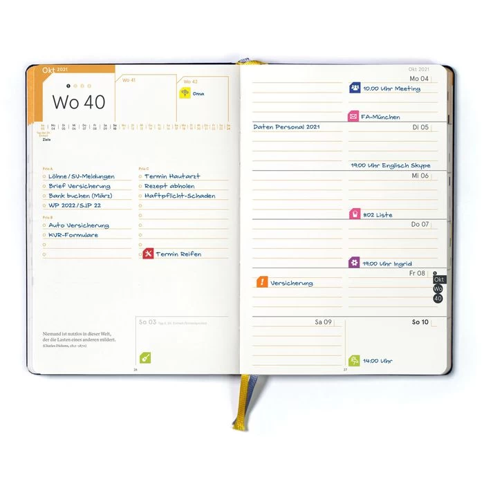 Weekview Buchkalender Compact Extended, Notizkalender, 1 Woche Auf 2 Seiten, Hardcover, B6 2 Weekview Buchkalender Compact Extended, Notizkalender, 1 Woche Auf 2 Seiten, Hardcover, B6 – Bild 2