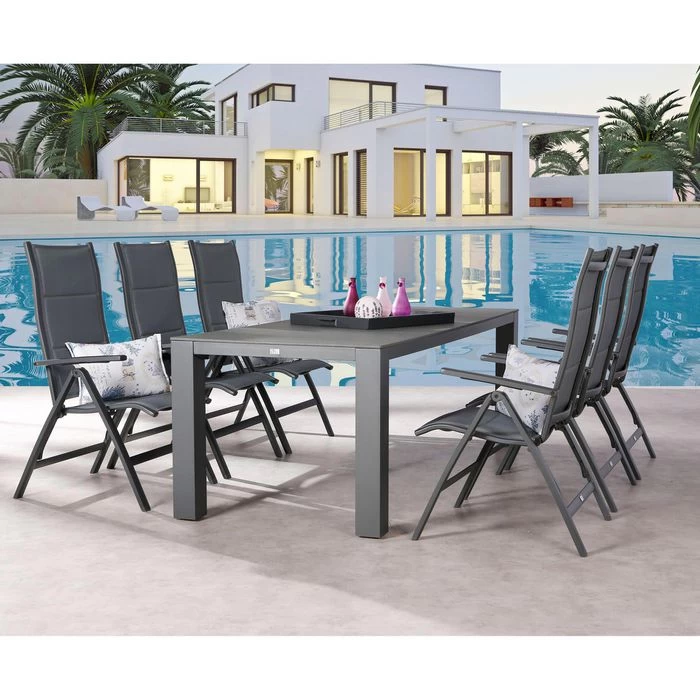 BEST Gartenstuhl Varese, Stoff, Hochlehner, Verstellbar, Anthrazit, Klappbar 2 BEST Gartenstuhl Varese, Stoff, Hochlehner, Verstellbar, Anthrazit, Klappbar – Bild 2