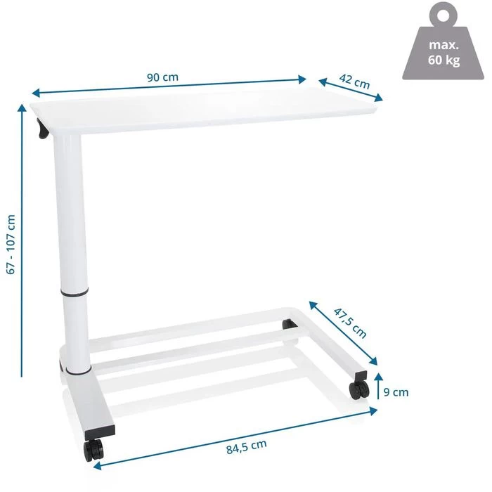 HJh-OFFICE Beistelltisch Stand II 830054, Weiß, Holz, 90 X 67-107 X 42cm, M. Rollen, Rechteckig 2 HJh-OFFICE Beistelltisch Stand II 830054, Weiß, Holz, 90 X 67-107 X 42cm, M. Rollen, Rechteckig – Bild 2