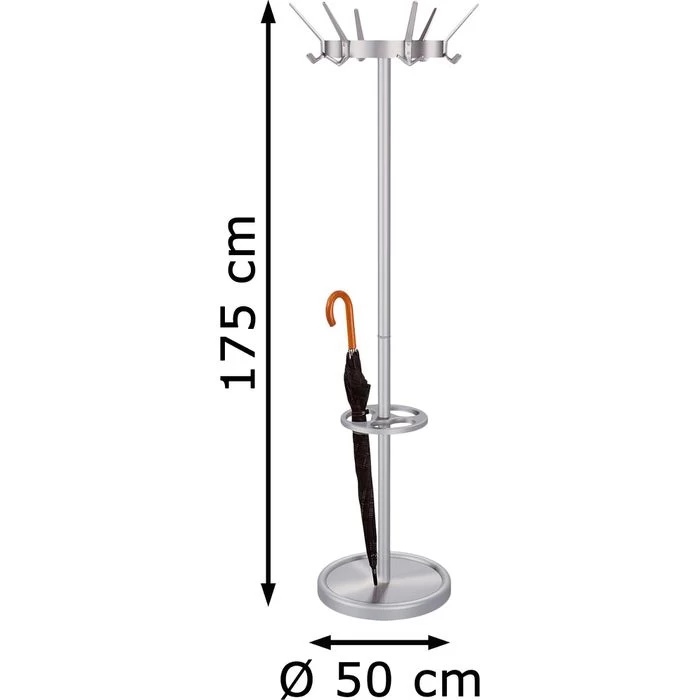 Kerkmann Garderobenständer Public, 6796, Mit 18 Haken, Metall, Alusilber 2 Kerkmann Garderobenständer Public, 6796, Mit 18 Haken, Metall, Alusilber – Bild 2