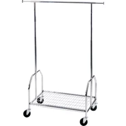 Alco Garderobenständer 2830, Mit Rollen Und Schuhablage, Metall, Silber