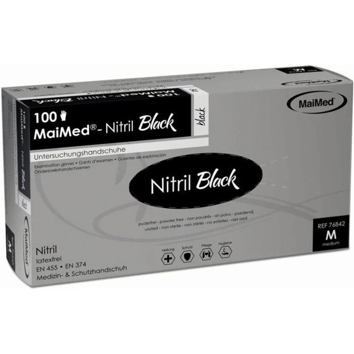 MaiMed Einmalhandschuhe Nitril Black, Puderfrei, 76843, Schwarz, 100 Stück, Größe L 3 MaiMed Einmalhandschuhe Nitril Black, Puderfrei, 76843, Schwarz, 100 Stück, Größe L – Bild 3