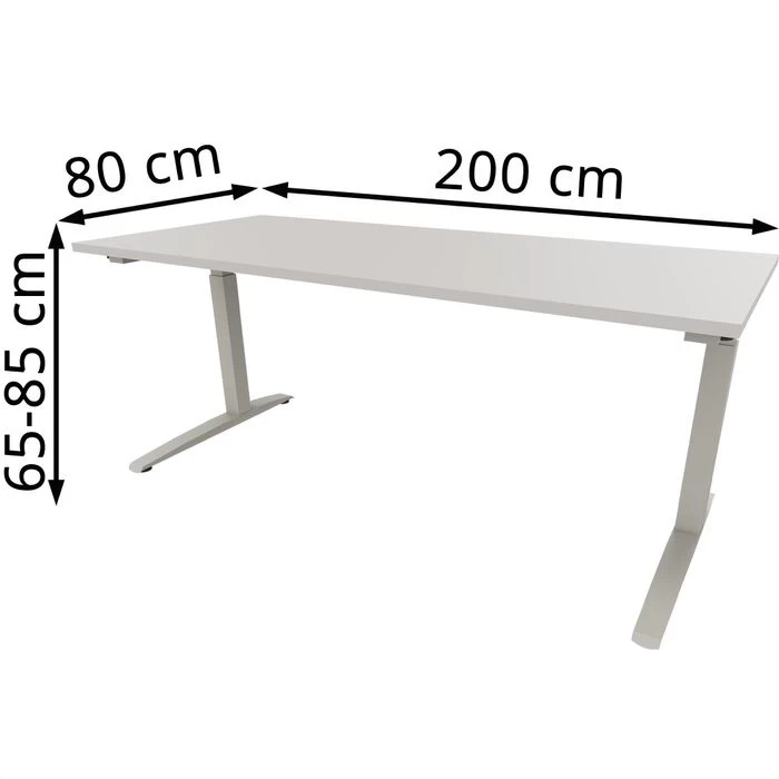 Fm-Büromöbel Schreibtisch Fm69, Lichtgrau, Höhenverstellbar, 200 X 65-85 X 80cm 2 Fm-Büromöbel Schreibtisch Fm69, Lichtgrau, Höhenverstellbar, 200 X 65-85 X 80cm – Bild 2