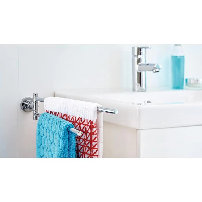 Tesa Handtuchhalter Luup Zweiarmig 40290, Wandhandtuchhalter, Metall, Silber, Ohne Bohren 3 Tesa Handtuchhalter Luup Zweiarmig 40290, Wandhandtuchhalter, Metall, Silber, Ohne Bohren – Bild 3