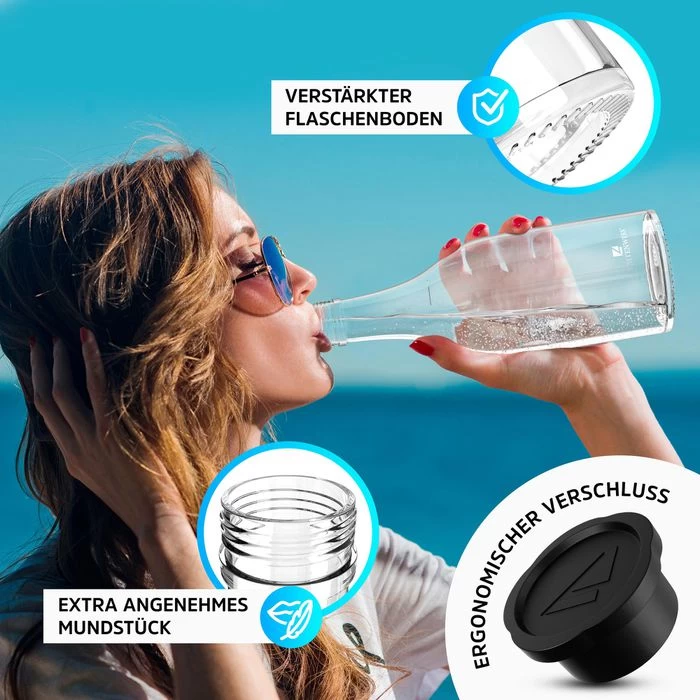 Lichtenwerk Karaffe SodaGiant Glasflasche, Set, Mit Deckel, 2x 0,9 Liter 4 Lichtenwerk Karaffe SodaGiant Glasflasche, Set, Mit Deckel, 2x 0,9 Liter – Bild 4