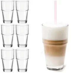 Leonardo Kaffeegläser Solo Becher 043400, Latte Macchiato Gläser, 370ml, 6 Stück