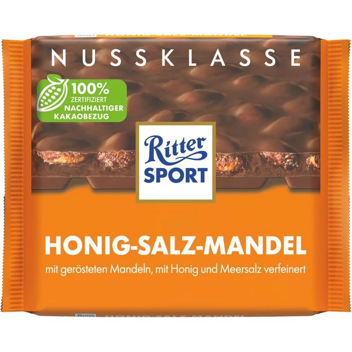 Ritter-Sport Tafelschokolade Honig-Salz-Mandel, 100g 1 Ritter-Sport Tafelschokolade Honig-Salz-Mandel, 100g
