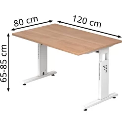 Hammerbacher Schreibtisch O-Serie, Verstellbar, 120 X 65-85 X 80cm, Nussbaum / Weiß -Produkte Für Zuhause 288e32b02104b009ff3428e4115fe28feab799a5 schreibtisch hammerbacher o serie