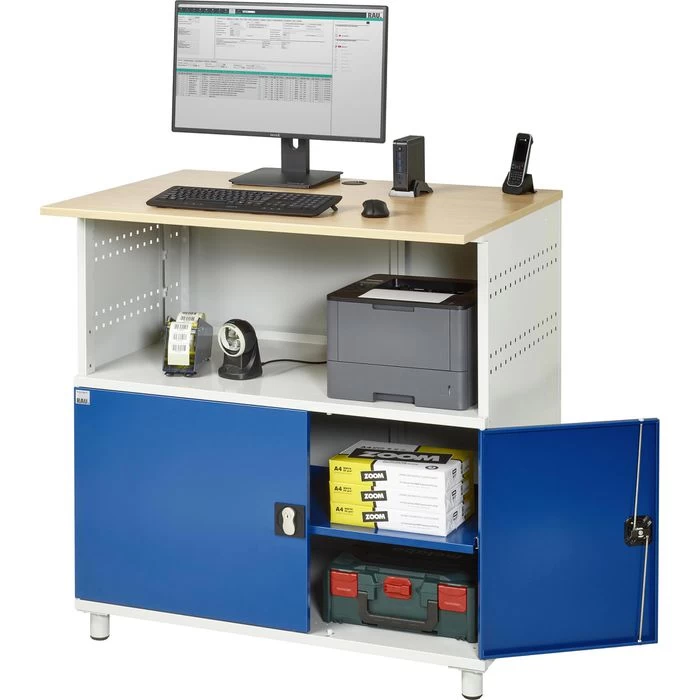 Rau Computerschrank Modell 1022, Lichtgrau / Blau, Aus Metall, Für Industrie, Abschließbar 2 Rau Computerschrank Modell 1022, Lichtgrau / Blau, Aus Metall, Für Industrie, Abschließbar – Bild 2