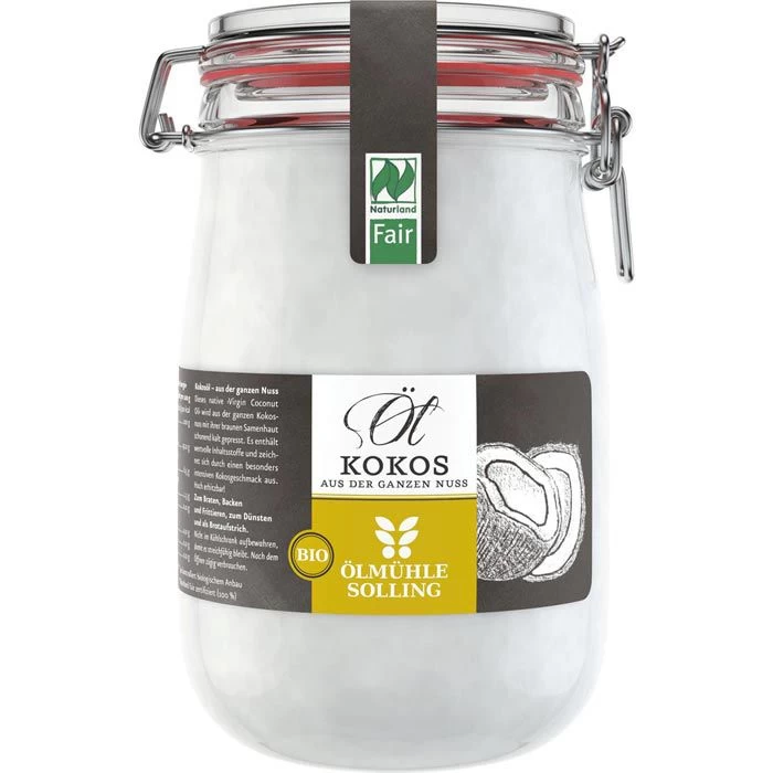 Ölmühle-Solling Kokosöl BIO, Fair, Nativ, Kaltgepresst, Im Bügelglas, 1000ml (1L) 1 Ölmühle-Solling Kokosöl BIO, Fair, Nativ, Kaltgepresst, Im Bügelglas, 1000ml (1L)