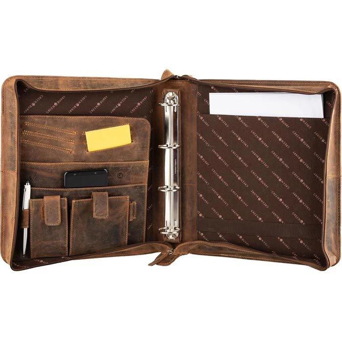 Greenburry Schreibmappe Vintage,1720-25, A4, Braun, Echt Leder, Mit Reißverschluss 1 Greenburry Schreibmappe Vintage,1720-25, A4, Braun, Echt Leder, Mit Reißverschluss