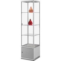SDB Glasvitrine MPC-500 Mit Unterschrank, Stehend, Mit LED-Beleuchtung, 50 X 200 X 50cm, Silber