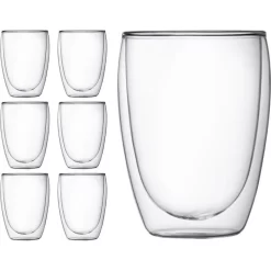Bodum Kaffeegläser Pavina 4559-10-12, Doppelwandig, 350ml, 6 Stück