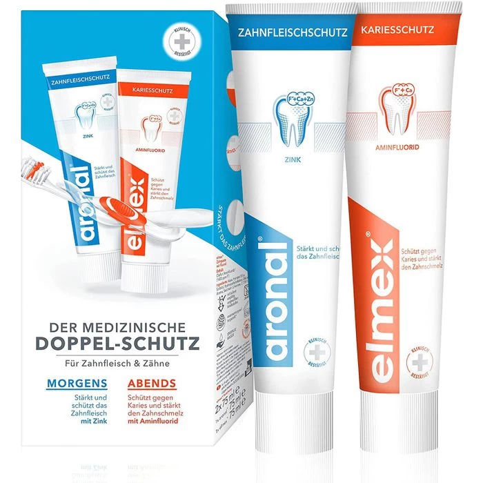 Aronal-Elmex Zahnpasta Doppel-Schutz, 2 X 75 Ml 1 Aronal-Elmex Zahnpasta Doppel-Schutz, 2 X 75 Ml
