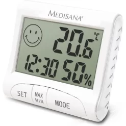 Medisana Thermo-Hygrometer HG 100 Digital, Uhrzeit, Weiß