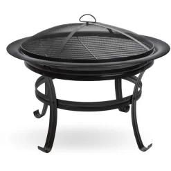 DEMA Feuerschale Girona 17492, Ø 75cm, Stahl, Mit Feuerhaken, Funkenschutz & Grillrost