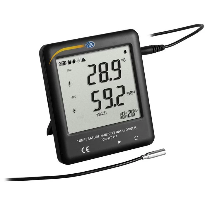 PCE Thermo-Hygrometer HT 114, Innen/außen, Digital, Mit Kabelfühler, Datenlogger 1 PCE Thermo-Hygrometer HT 114, Innen/außen, Digital, Mit Kabelfühler, Datenlogger