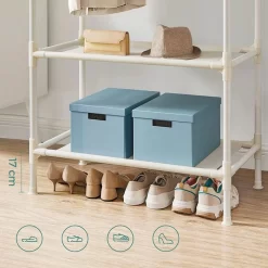 Songmics Garderobenständer RDR02WT, Bis 70 Kg, Mit 2 Kleiderstangen Und 2 Ablagen, Metall, Weiß -Produkte Für Zuhause 3b6602997fae0ee6d4a3f0bc1f36739d1847e85d garderobenstaender songmics rdr02wt bis 70 kg