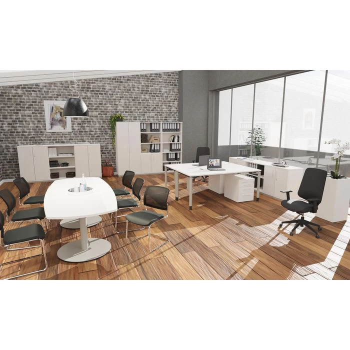 Fm-Büromöbel Schreibtisch Fm69, Diamantweiß, Höhenverstellbar, 200 X 65-85 X 80cm 2 Fm-Büromöbel Schreibtisch Fm69, Diamantweiß, Höhenverstellbar, 200 X 65-85 X 80cm – Bild 2