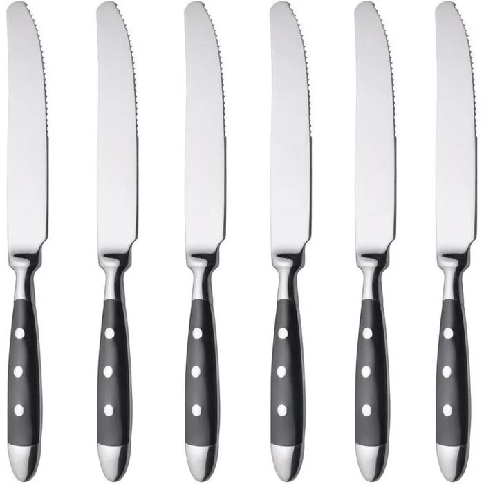 Gräwe Menümesser Nürnberg, Edelstahl 18/0, Geschmiedet, Silber / Schwarz, 6 Stück 4 Gräwe Menümesser Nürnberg, Edelstahl 18/0, Geschmiedet, Silber / Schwarz, 6 Stück – Bild 4