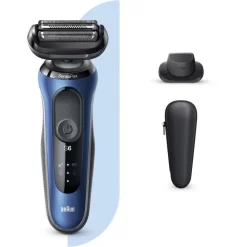 Braun Elektrorasierer Series 6 60-B1200s, Blau, Wet & Dry, Mit EasyClick-Präzisionstrimmer