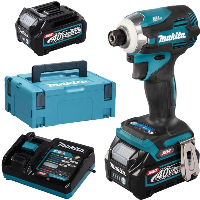 Makita Akku-Schlagschrauber TD001GD201, XGT, 220Nm, 40V / 2,5Ah, Mit 2 Akkus Ladegerät Und Koffer 1 Makita Akku-Schlagschrauber TD001GD201, XGT, 220Nm, 40V / 2,5Ah, Mit 2 Akkus Ladegerät Und Koffer