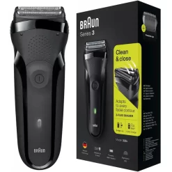 Braun Elektrorasierer Series 3 302s Clean & Close, Trockenrasierer, Schwarz