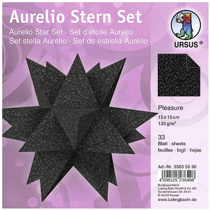 Ursus Faltblätter 35635590 Aurelio Stern, Schwarz, Pleasure, 15 X 15cm, 135g/m², 33 Blatt 1 Ursus Faltblätter 35635590 Aurelio Stern, Schwarz, Pleasure, 15 X 15cm, 135g/m², 33 Blatt