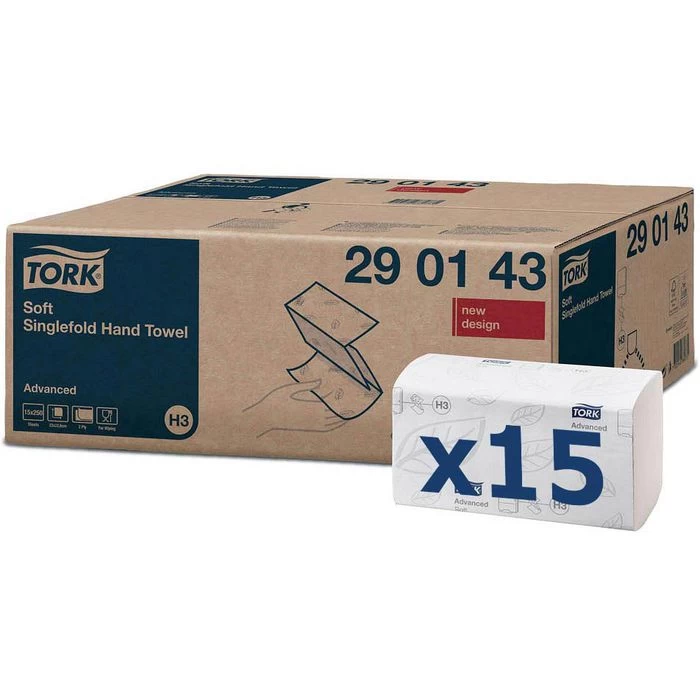 Tork Papierhandtücher Advanced, 290143, H3, Weiß, 2-lagig, Zick-Zack-Falz, 22,6 X 23 Cm, 3750 Stück 1 Tork Papierhandtücher Advanced, 290143, H3, Weiß, 2-lagig, Zick-Zack-Falz, 22,6 X 23 Cm, 3750 Stück