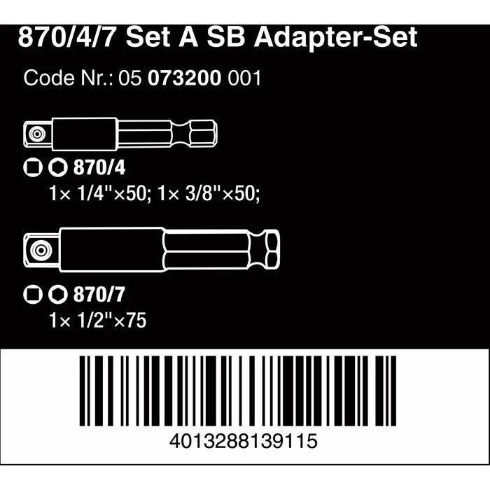 Wera Stecknuss-Adapter 05073200001, Set, Sechskant Zu Vierkant, 3-teilig 3 Wera Stecknuss-Adapter 05073200001, Set, Sechskant Zu Vierkant, 3-teilig – Bild 3
