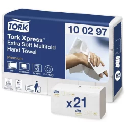 Tork 100297 Xpress Premium Extra Soft, 2-lagig, 21x34 Cm, Interfold, H2, 2100 Stück, Papierhandtücher