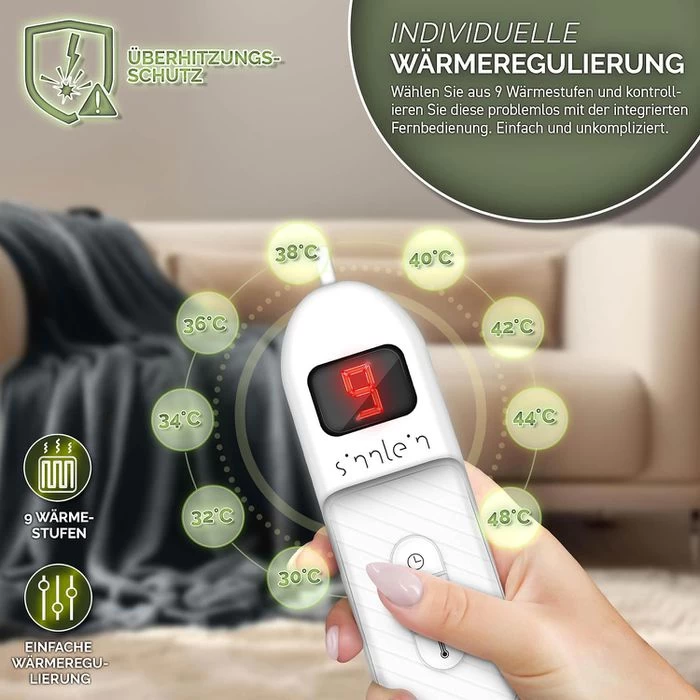 Sinnlein Heizdecke WHD03, 180 X 130cm, Abschaltautomatik, Timerfunktion 2 Sinnlein Heizdecke WHD03, 180 X 130cm, Abschaltautomatik, Timerfunktion – Bild 2