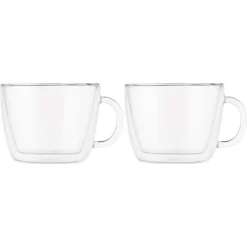 Bodum Kaffeegläser Bistro Caffe Latte 10608-10, Doppelwandig, Mit Henkel, 450ml, 2 Stück