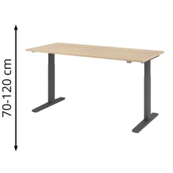 Hammerbacher Schreibtisch XMKA 19, Eiche, Elektrisch Höhenverstellbar, 180 X 70-120 X 80cm
