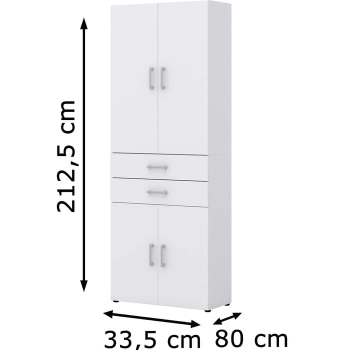 Röhr Kombischrank Direct.office, Aus Holz, Weiß, Mit Türen Und Schubladen, 80 X 212,5 X 33,5cm 2 Röhr Kombischrank Direct.office, Aus Holz, Weiß, Mit Türen Und Schubladen, 80 X 212,5 X 33,5cm – Bild 2