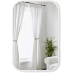 Umbra Wandspiegel Hub 1014801-660, Modern, Rechteckig, Weiß, Mit Rahmen, 91 X 61cm