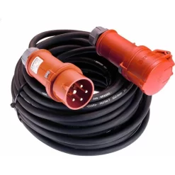 As-Schwabe Verlängerungskabel 61015, 25m, CEE 400 V, 16 A, Gummi, IP44, Außen, Schwarz