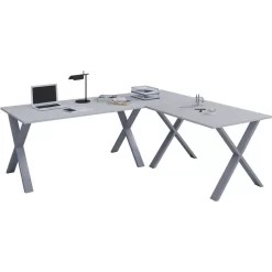 VCM Schreibtisch Lona, 916543, Grau, Maße: 160 X 160 X 80cm, L-Form