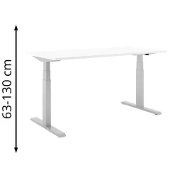 Actiforce Schreibtisch Pro 670SLS, Weiß, Elektrisch Höhenverstellbar, 180 X 63-130 X 80cm