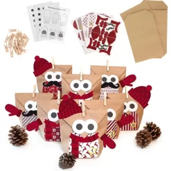 Pajoma Adventskalender 50291 Christmas Owl, Bastelset, Adventstüten Zum Befüllen, 24 Stück