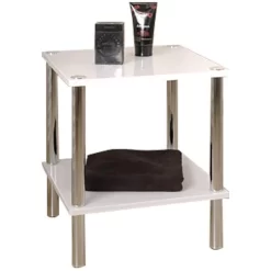 Haku-Möbel Beistelltisch 90338, Weiß, Aus Holz / Metall, 39 X 47 X 39cm, Quadratisch