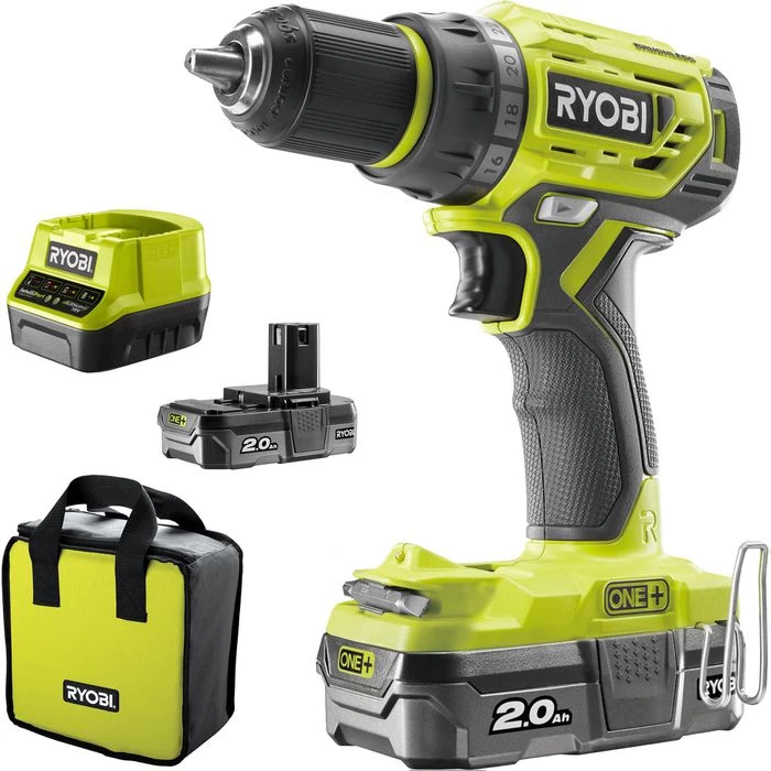 Ryobi Akku-Bohrschrauber R18DD7-220S, 18V / 2,0Ah, Mit 2 Akkus Und Tasche 1 Ryobi Akku-Bohrschrauber R18DD7-220S, 18V / 2,0Ah, Mit 2 Akkus Und Tasche